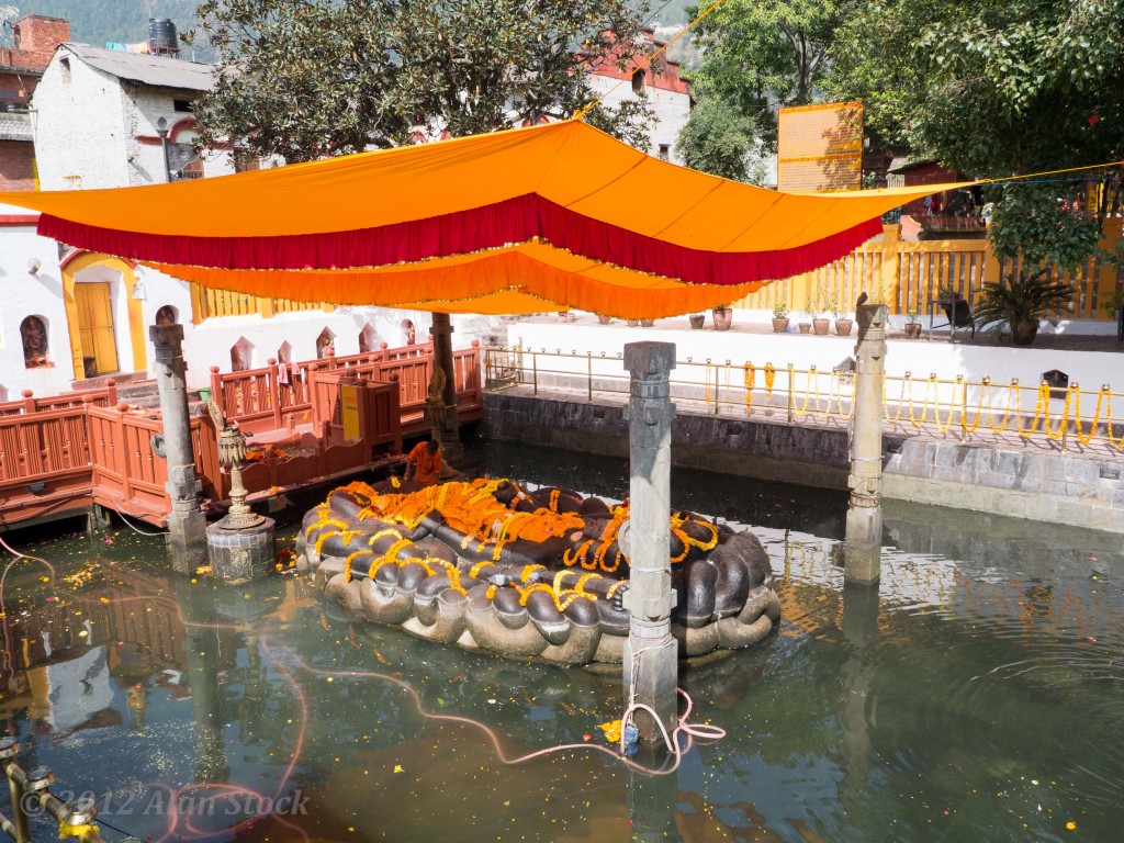 The reclining Narayan statue