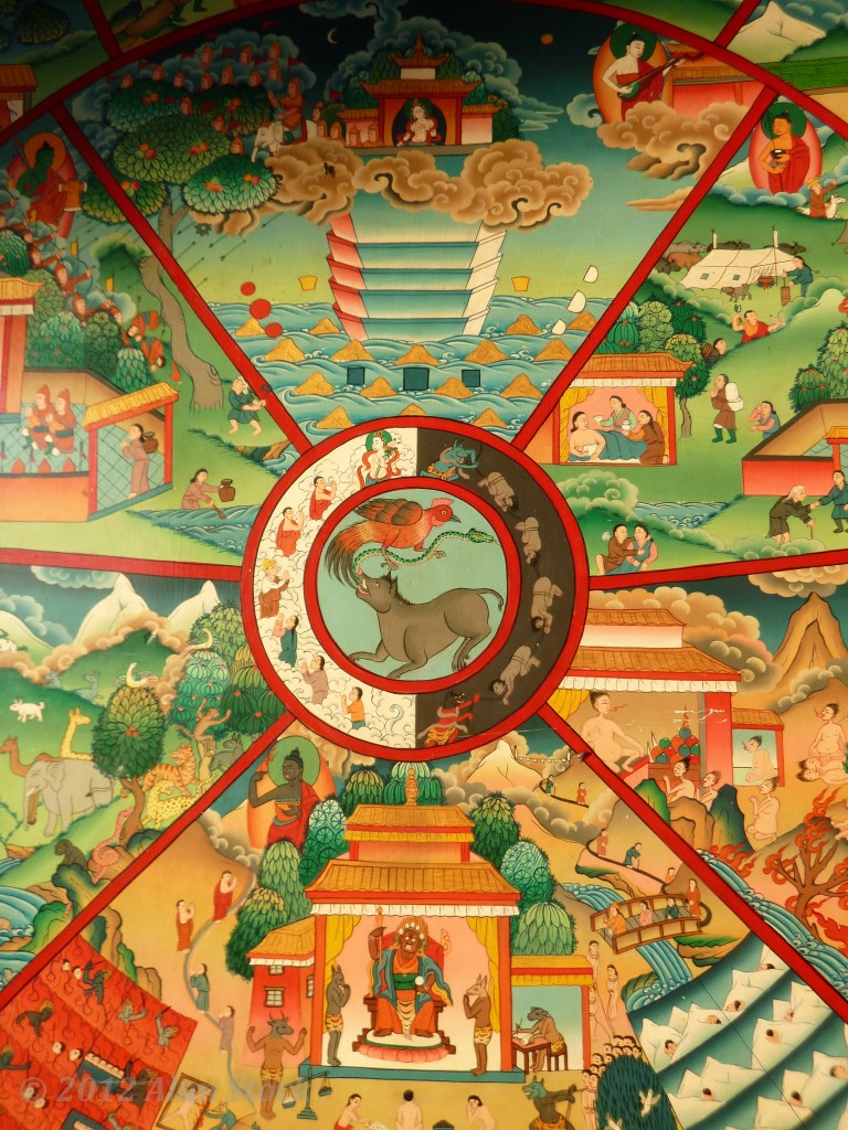Ceiling art in one of the temple buildings